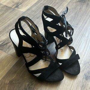 Sam Edelman ~ Yardley black leather lace up high heeled sandals